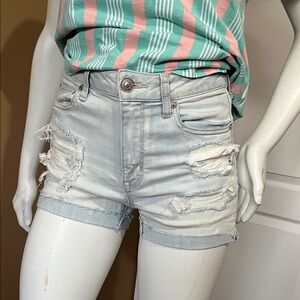 American Eagle Outfitters Light Blue Distressed Denim Shorts